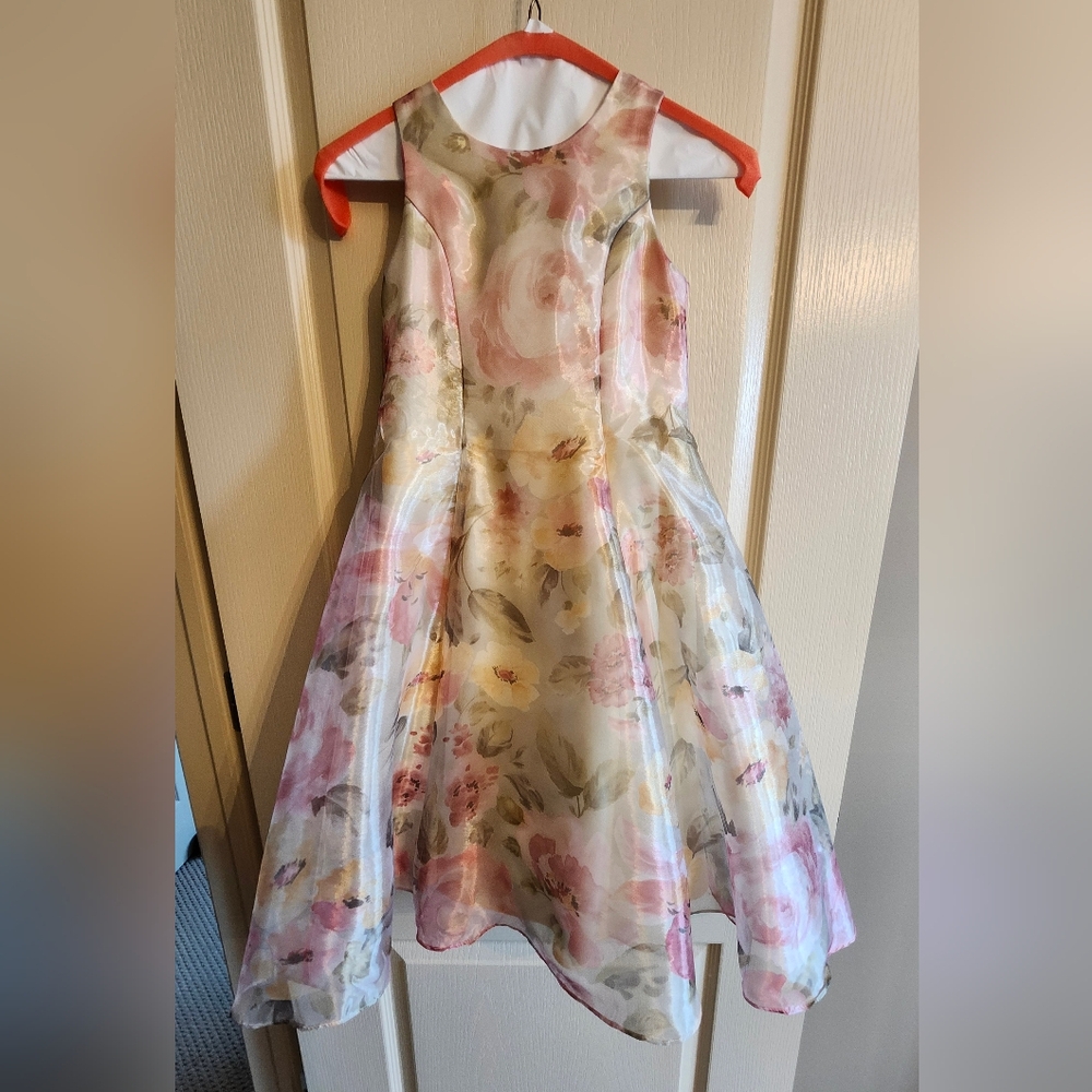 JESSICA MCCLINTOCK Bridal Vintage Girl's Floral Pale Yellow Pink Dress. Sz 6 🌼